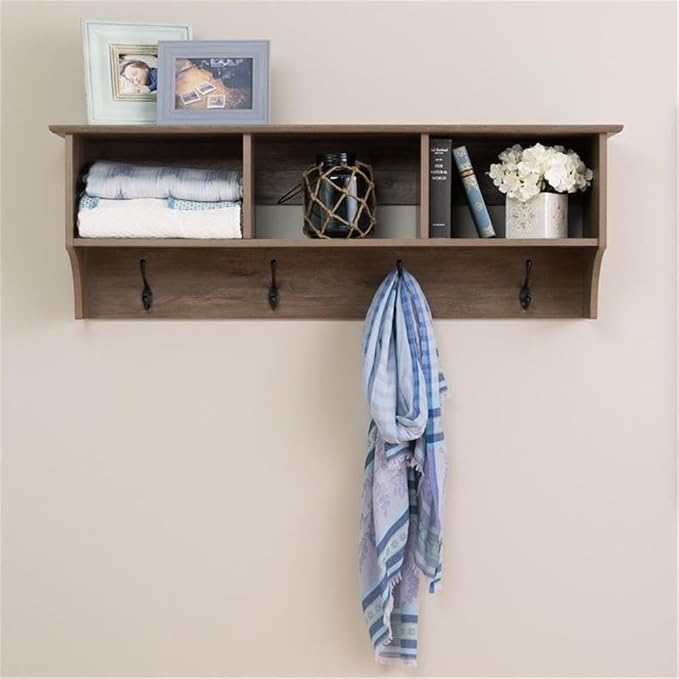 Prepac Drifted Gray 48" Contemporary Wall Mounted Coat Rack, Coat Hooks Wall - Image 2