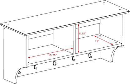 Prepac 36" Contemporary Wall Mounted Coat Rack, Coat Hooks Wall Mount - Image 3
