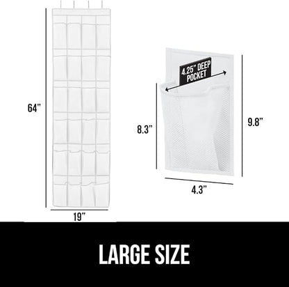 GORILLA GRIP Over the Door Shoe Organizer, 24 Large Breathable Mesh Pockets - Image 6