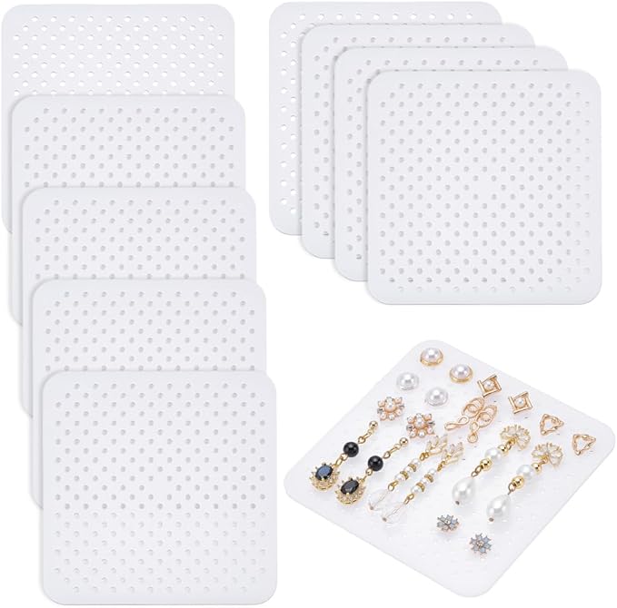10 Pcs Acrylic Earing Display Cards, 140 Holes White Acrylic Earring Organizer by GOMAKERER