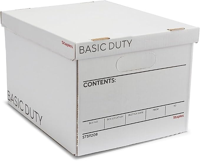 STAPLES Corrugated File Box Lift Off Lid, Letter/Legal Size by Staples