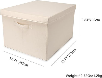 Foldable Storage Bins with Lids Cotton Canvas Rectangular Storage Box Ideal - Image 2