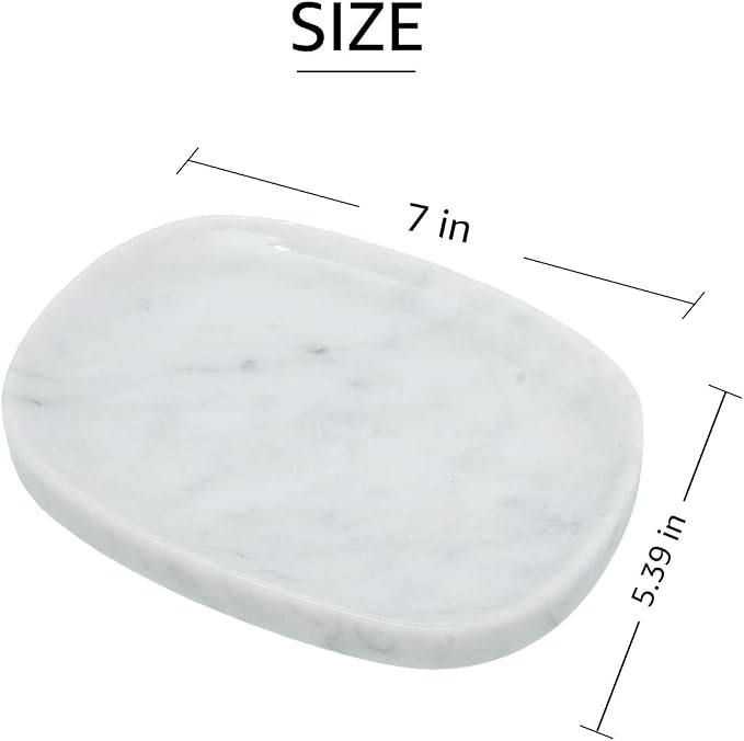 Marble Vanity Tray 7‘’ Decorative Tray Oval Storage Organizer Mini Bathroom - Image 2