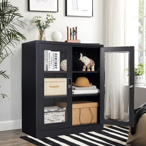 SISESOL Black Metal Storage Cabinet - Image 2
