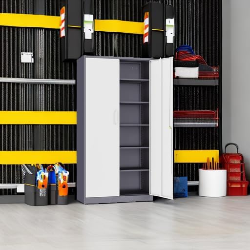 Metal Storage Cabinet with 2 Doors and 6 Shelves, Locking File Cabinet - Image 6