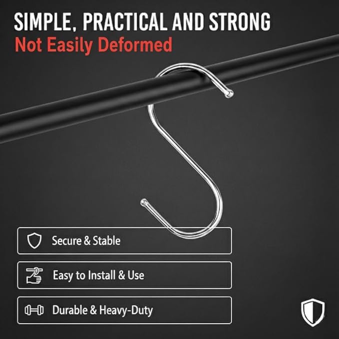 WHITECLOUDZ Stainless Steel S Hooks, heavy-duty, Closet Hooks, - Image 6