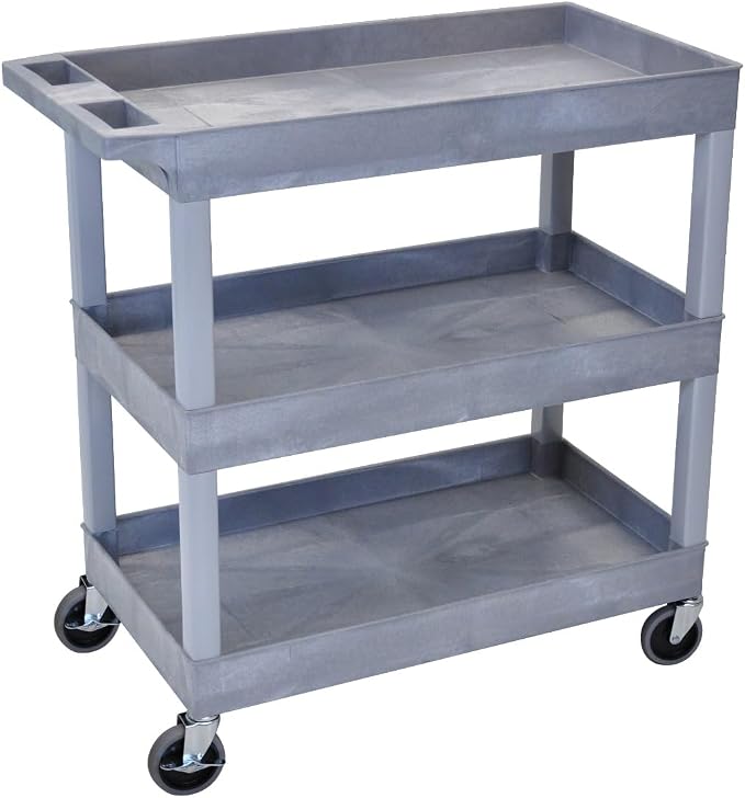 Luxor 32" x 18" Tub Storage Cart 3 Shelves – Gray - Image 5