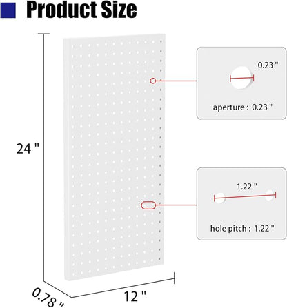4 PCS - 12" W x 24" H x 0.78" D Metal Pegboard Wall Organizer, Compatible - Image 3