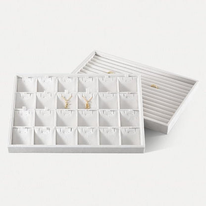 Velvet Necklace Display Tray, Stackable 24 Grid Insert Pendant Necklaces - Image 6