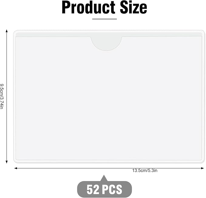 52 Pack Self-Adhesive Index Card Pockets, Top Load, 3 x 5 Inch | Clear PVC - Image 2