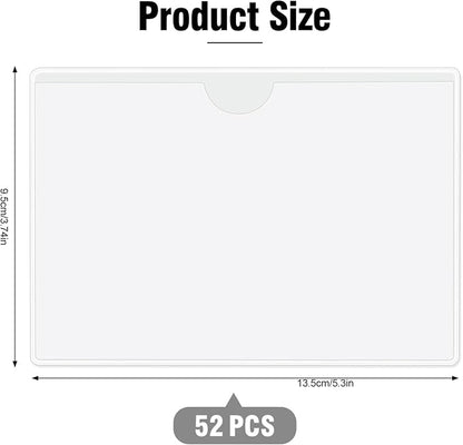 52 Pack Self-Adhesive Index Card Pockets, Top Load, 3 x 5 Inch | Clear PVC - Image 2