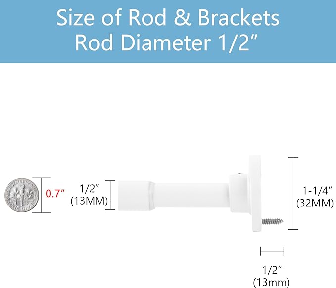 TYRON Smallest Closet Rods for Hanging Clothes, 1/2" Diameter, 12-18 In. | White - Image 3
