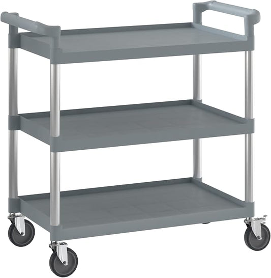 Gray Utility/Bussing Cart with Three Shelves by Krollen+Industrial
