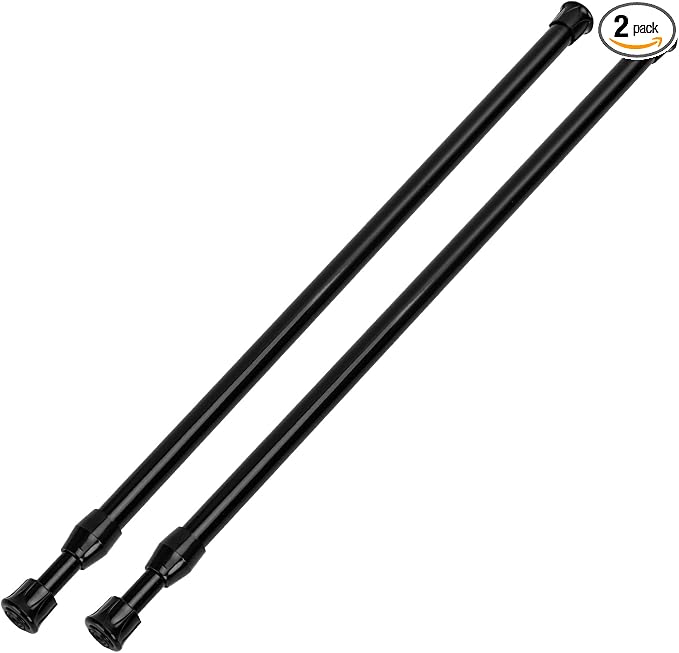 2 Pack Small Tension Curtain Rod, Short Adjustable Extendable | Spring Loaded by GinbelDirect