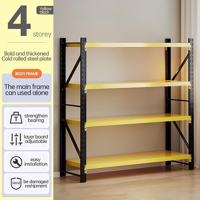 Heavy Duty Warehouse Shelving 4-Tier Industrial Steel Storage Shelves, 2600LB - Image 3