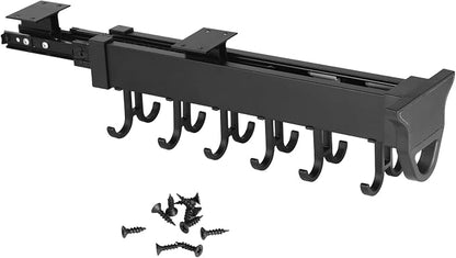 Homaisson Pull Out Hanging Pot Rack, 12-Hook Extendable Sliding Rail Organizer - Image 6