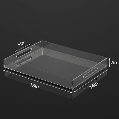 NIUBEE Acrylic Serving Tray 14x18 Inches -Spill Proof- Clear Decorative Tray - Image 2
