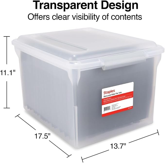 STAPLES Store & Slide Plastic File Box Latching, Letter/Legal Size - Image 9