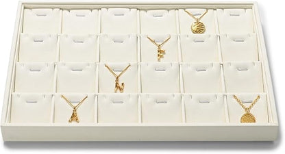 24 Grids Necklace Display Tray, Stackable Jewelry Organizer Trays, Microfiber by Papten