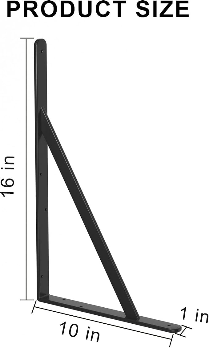 32 Pack L16 x H 10" Black Heavy Duty Shelf Brackets - Image 2