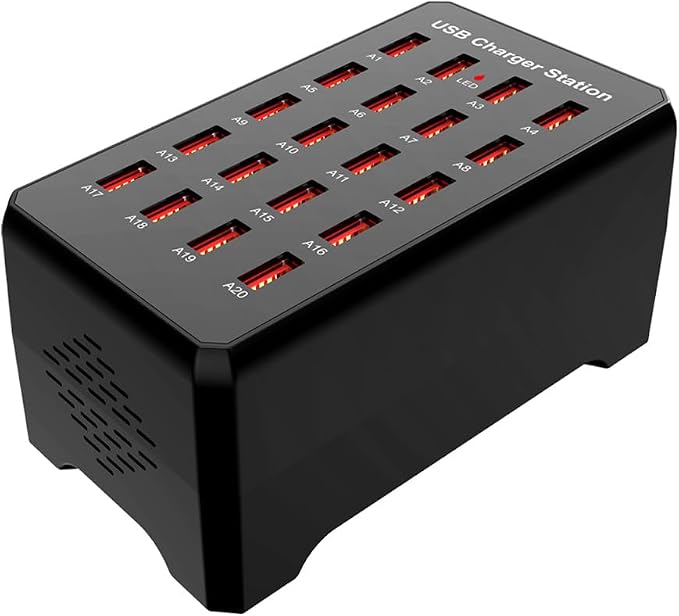 100W 20-Port Multi-Device USB Charging Station by mvthenxi