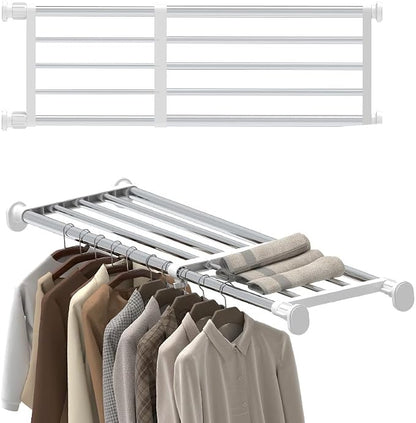 Hershii Tension Shelf Expandable Rod Closet System Heavy Duty Clothes Hanger by FineLivingStartingwithaHome