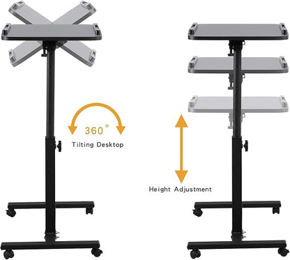 Bed Desk Adjustable Overbed Bedside Table Rolling Laptop Tray Desk Cart Height - Image 5