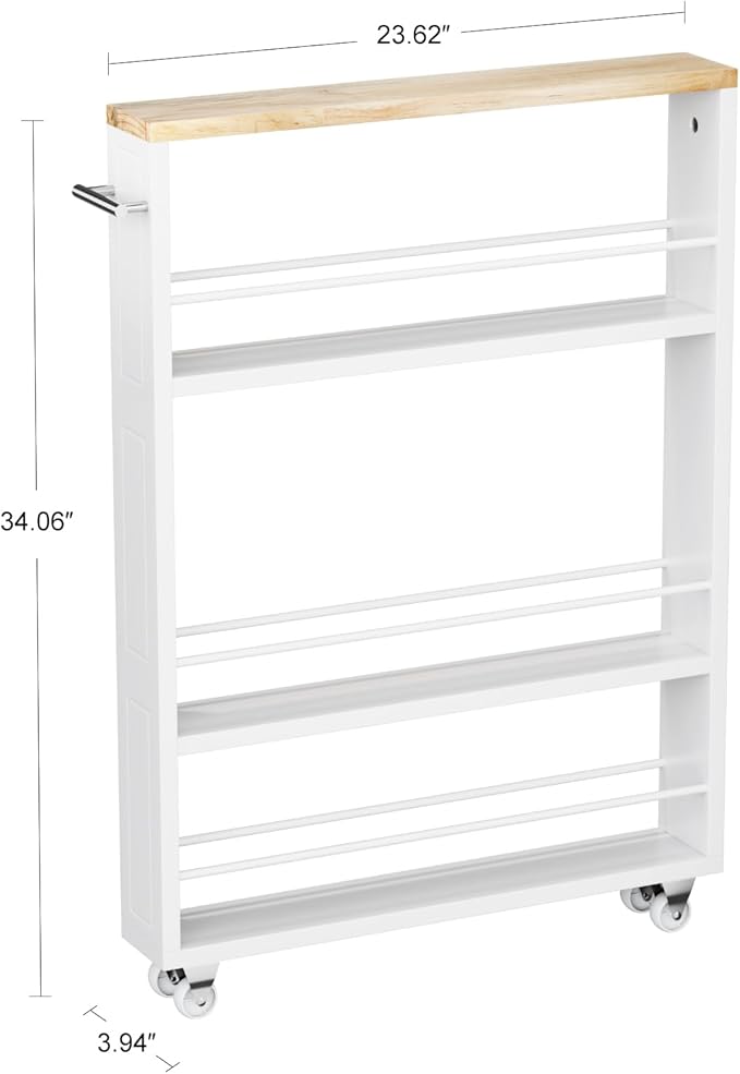 KLM 4 Tier White Slim Storage Cart - Image 6