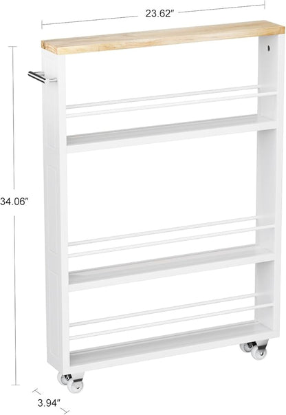 KLM 4 Tier White Slim Storage Cart - Image 6