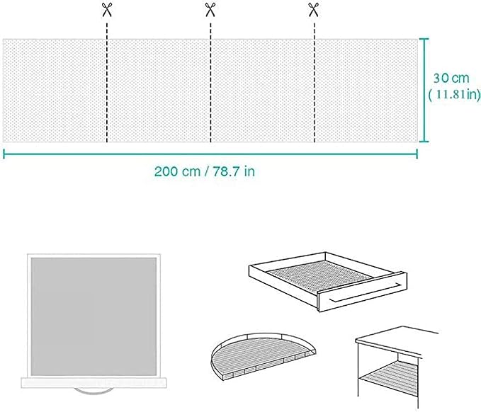 Shelf Liner Drawer Liner Non-Slip Mat Shelves Liners 12" X6.5’ Grid Pattern PVC - Image 3