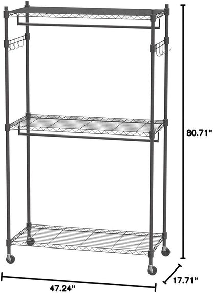 BATHWA Heavy Duty Garment Rack on Wheels, Rolling Clothes Racks - Image 8