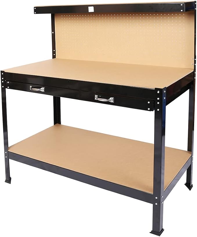 Wood Work Bench, 115cm Outdoor Wooden Workbench Garden Work Table, Potting - Image 4