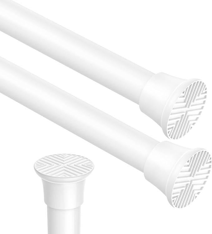 2pack Spring Tension Curtain Rods 18-36 Inch Adjustable White Tension Rod | by ZipGloTensionRod