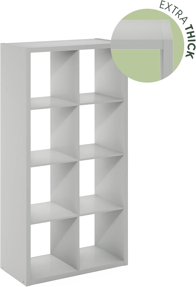 Furinno Cubicle Open Back Decorative Cube Storage Organizer, Light Grey | 14.6" - Image 8