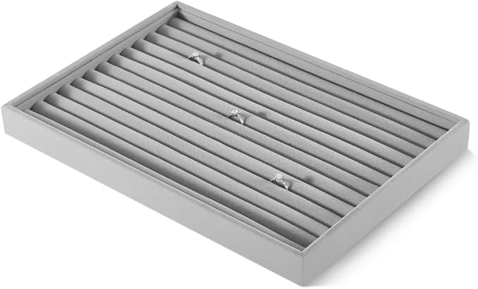 Velvet Ring Display Tray, Stackable Muilt Slot Rings Ear Stud Storage Tray - Image 3