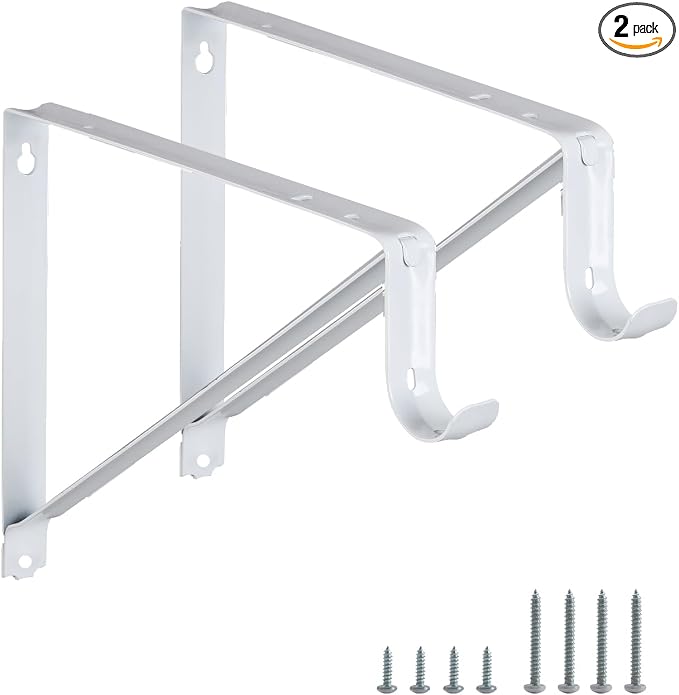 Closet Rod Brackets 11x9.5in, 2 Pack Closet Shelf Brackets, Wall Mounted by HOME+MASTER+HARDWARE
