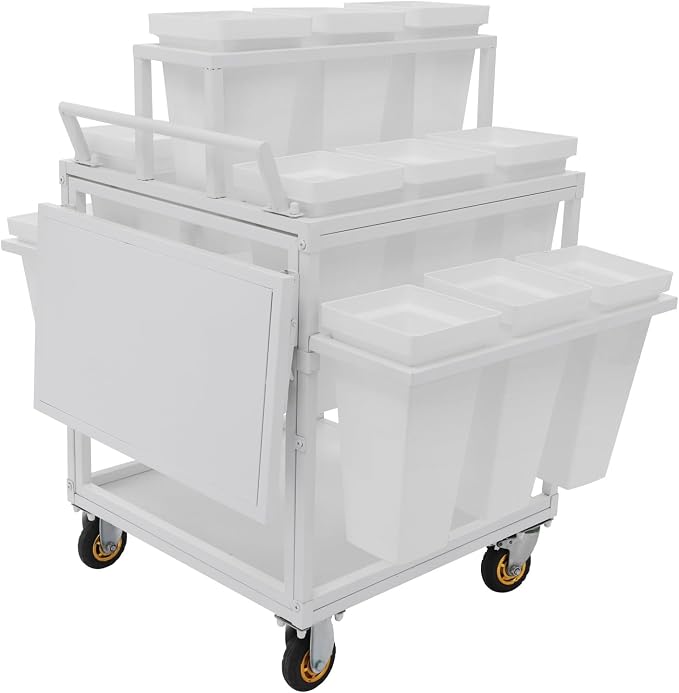 Flower Display Stand Cart With 18 Buckets Plant Rack Storage Organizer with - Image 8