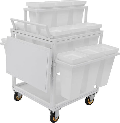 Flower Display Stand Cart With 18 Buckets Plant Rack Storage Organizer with - Image 8