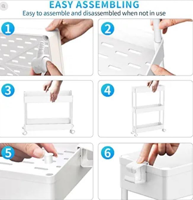 SPACEKEEPER Slim Rolling Storage Cart, 3 Tier Bathroom Storage Organizer - Image 4