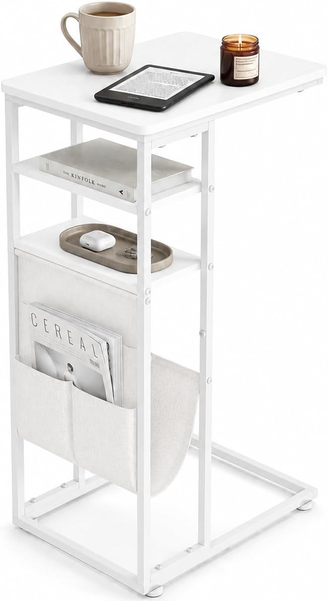 C Shaped End Table 28" 3-Tier C Table by Zexvida
