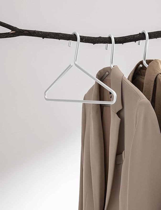 Premium Matte Silvery Aluminum Coat Hangers 6 Piece Set, 16.5” Extra Smooth & - Image 5