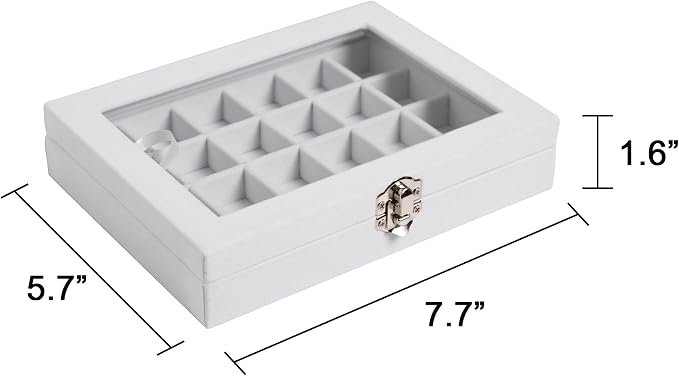 Frebeauty 24 Grid Earring Organizer, Small Velvet Jewelry Tray - Image 3