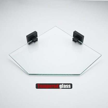 JQK Corner Glass Shelf Black, Bathroom 304 Stainless Steel Shower Triangle - Image 7