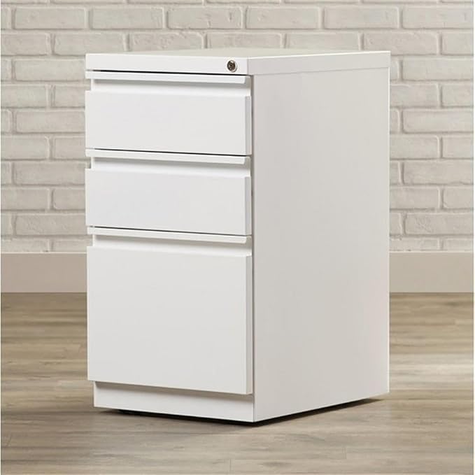 Pemberly Row 3 Drawers 27.75" Vertical White Metal Filing Cabinet Lockable - Image 2