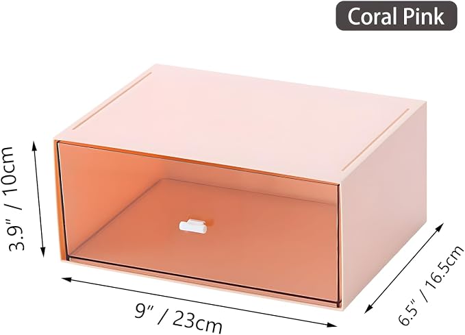 Desktop Stackable Storage with 1 Deep Drawer, Stackable Plastic Storage Drawer - Image 3