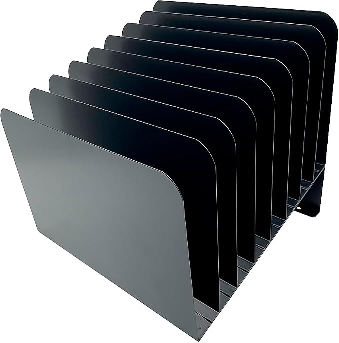 Huron Desktop File Binder Organizer Storage, Inclined Slant 8 Slot - Image 3