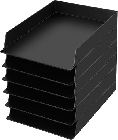 6 Pcs Stackable Paper Trays Rectangular Plastic Desk Holder Desktop Document by Wenqik