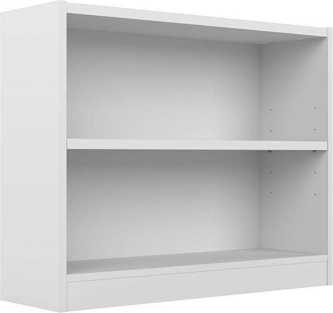 Bush Furniture Universal Small 2 Shelf Bookcase in White, Low Storage and by BushHome