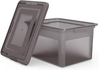 STAPLES File Box Plastic File Box Snap, Letter/Legal Size, Frost Gray - Image 2