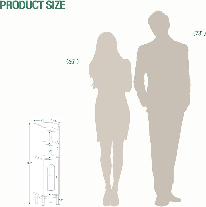 Hzuaneri Bathroom Storage Cabinet, Small Corner Floor Cabinet | Narrow Toilet - Image 3